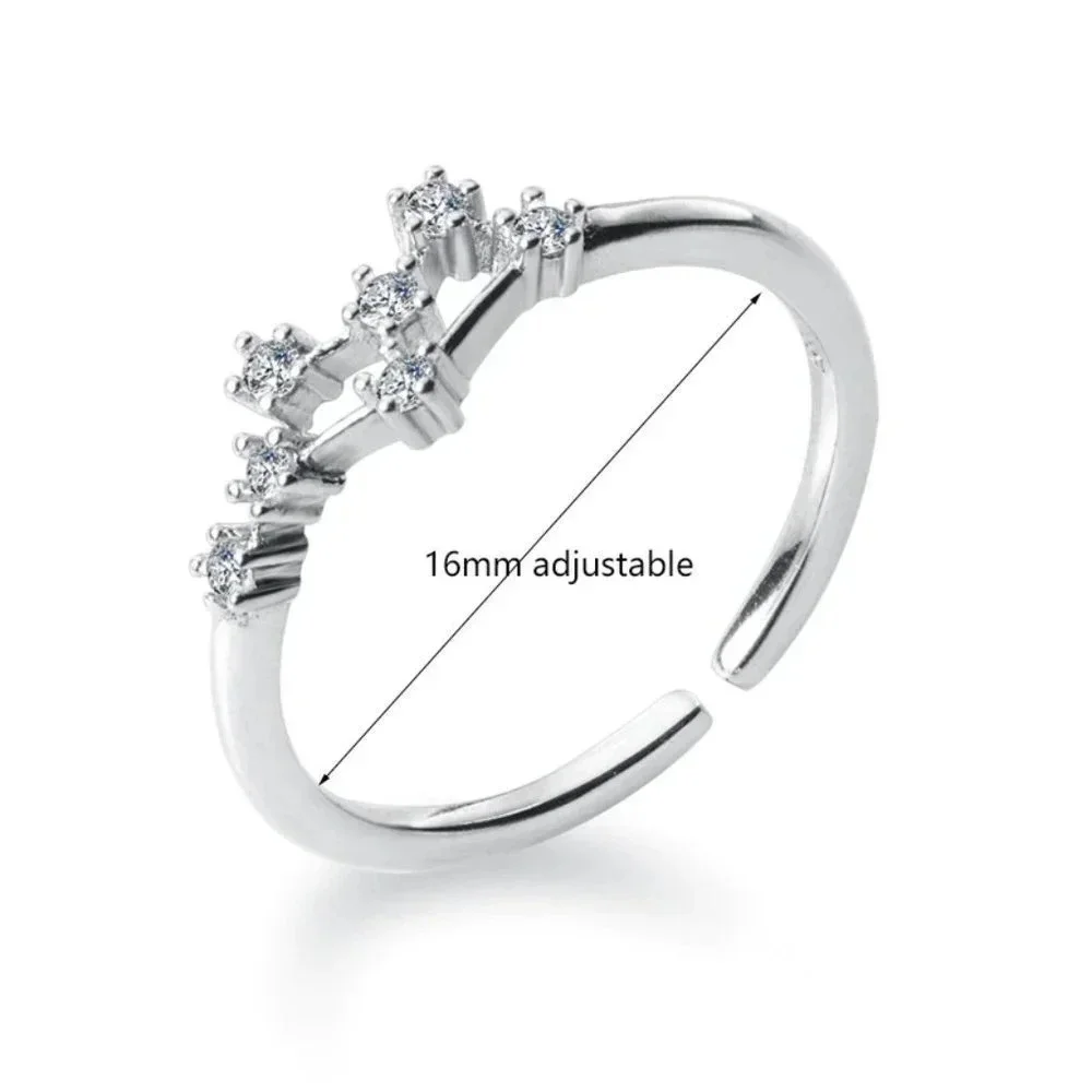 😍Zodiac Constellations Sagittarius Silver Size Adjustable Ring For Women, F182_2
